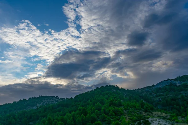 Ciel Nuageux Dans Les Forêts Benizar Moratalla Espagne — Photo