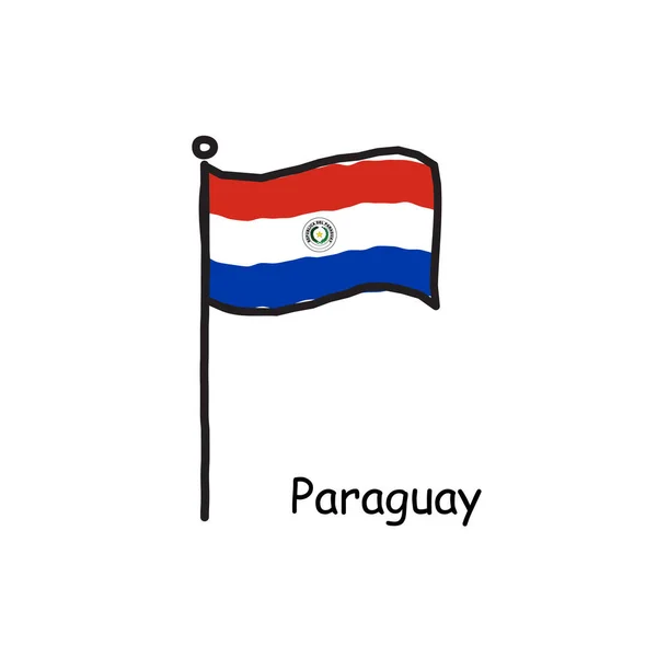 Bandeira Paraguai Desenhada Mão Pólo Bandeira Bandeira Três Cores Stock — Vetor de Stock