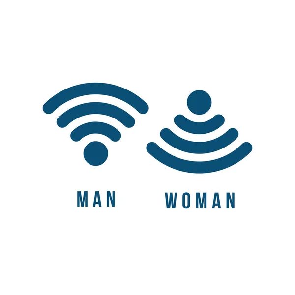 Blue Wireles Signal Ikonen Wifi Man Kvinna Vektor Illustration Illustration — Stock vektor