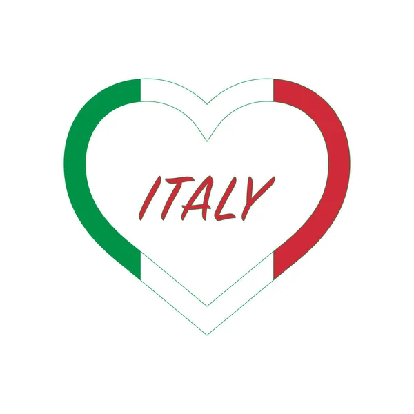 Bandera Italia Corazón Amo País Firma Stock Vector Ilustración — Archivo Imágenes Vectoriales