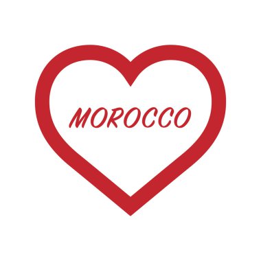 Kalbinde Fas bayrağı var. Ülkemi seviyorum. İmzala. Stok vektör illüstrasyonu