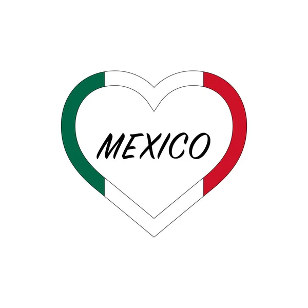 Bandeira México Coração Adoro Meu País Assine Ilustração Vetor — Vetor de Stock