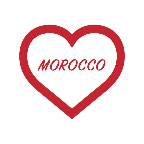 Marokko Flagge Herzen Ich Liebe Mein Land Zeichen Illustration Eines — Stockvektor