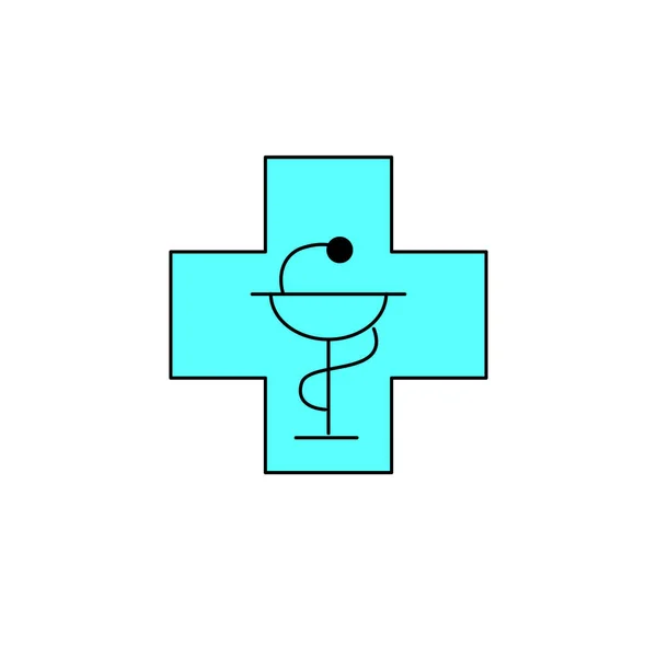 Croce Medica Con Ciotola Igea Emblema Moderno Assistenza Sanitaria Medicina — Vettoriale Stock