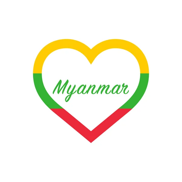 Bandeira Myanmar Coração Adoro Meu País Assine Ilustração Vetor —  Vetores de Stock