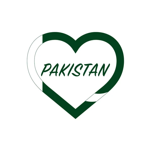 Pákistánská Vlajka Srdci Miluji Svou Zemi Znamení Skladový Vektorový Obrázek — Stockový vektor