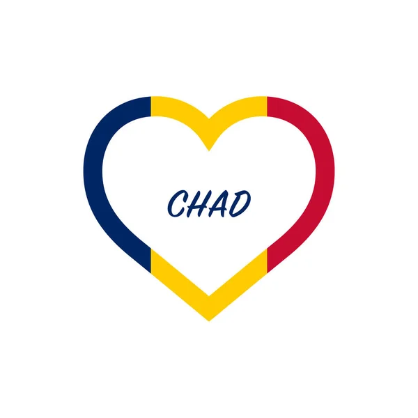 Drapeau tchadien au cœur. J'aime mon pays. signe. Illustration vectorielle de stock isolée sur fond blanc. — Image vectorielle