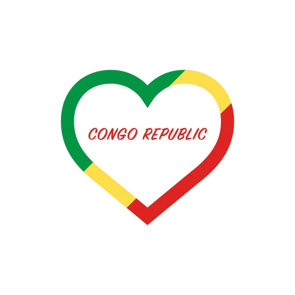 Bandera de la República del Congo en corazón. Amo a mi país. Firma. Stock ilustración vectorial aislado sobre fondo blanco . — Vector de stock