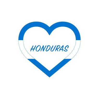 Kalbinde Honduras bayrağı var. Ülkemi seviyorum. İmzala. Stok vektör illüstrasyonu beyaz arkaplanda izole edildi.