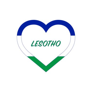 Kalbinde Lesotho bayrağı var. Ülkemi seviyorum. İmzala. Stok vektör illüstrasyonu beyaz arkaplanda izole edildi.