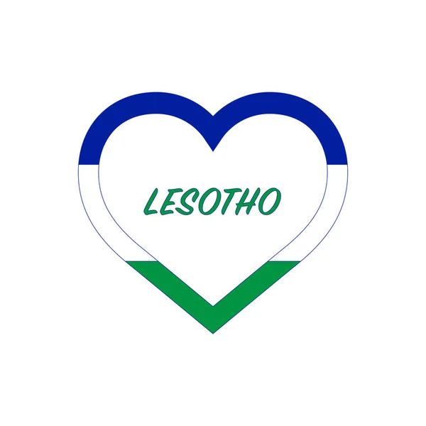 Lesothova vlajka v srdci. Miluji svou zemi. Znamení. Stock vektorové ilustrace izolované na bílém pozadí. — Stockový vektor