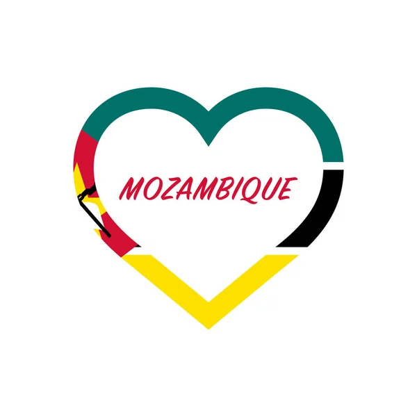 Mozambická vlajka v srdci. Miluji svou zemi. Znamení. Stock vektorové ilustrace izolované na bílém pozadí. — Stockový vektor