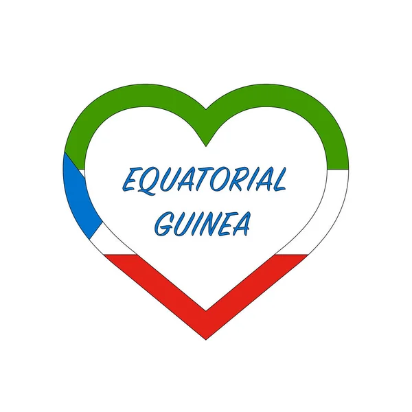 Bandiera della Guinea Equatoriale nel cuore. Amo il mio paese. Firma. Illustrazione vettoriale stock isolato su sfondo bianco. — Vettoriale Stock