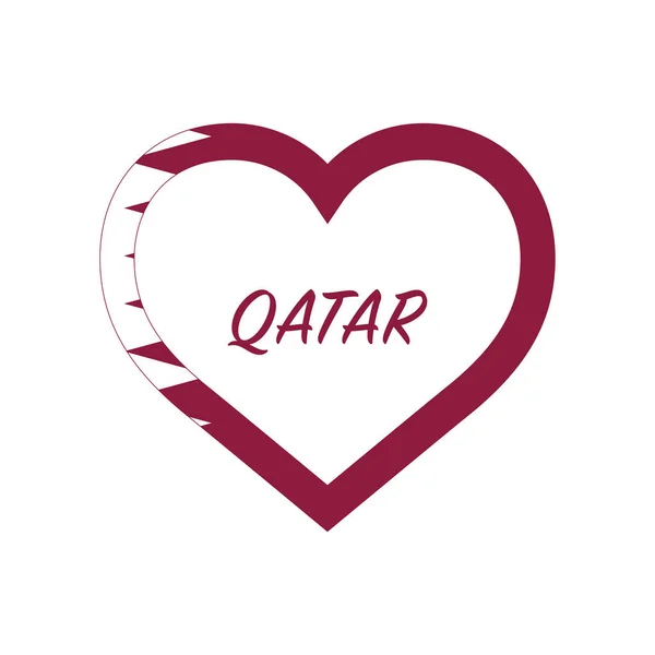 Drapeau du Qatar en cœur. J'aime mon pays. signe. Illustration vectorielle de stock isolée sur fond blanc. — Image vectorielle