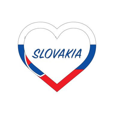 Kalbinde Slovakya bayrağı var. Ülkemi seviyorum. İmzala. Stok vektör illüstrasyonu beyaz arkaplanda izole edildi.