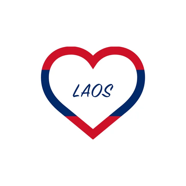 Bandeira do Laos no coração. Adoro o meu país. Assine. Ilustração do vetor de estoque isolado no fundo branco . —  Vetores de Stock