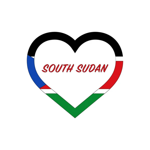 Jižní Súdánská Vlajka Srdci Miluji Svou Zemi Znamení Stock Vektorové — Stockový vektor
