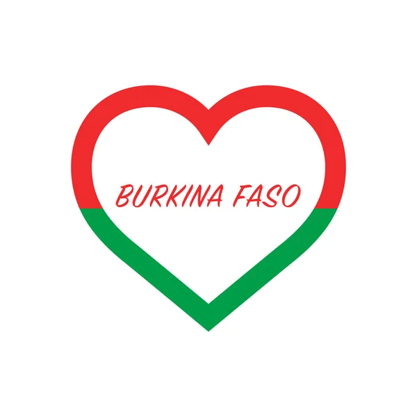 Burkina Faso Vlajka Srdci Miluji Svou Zemi Znamení Stock Vektorové — Stockový vektor