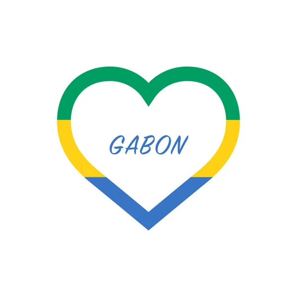 Drapeau Gabon Cœur Aime Mon Pays Signe Illustration Vectorielle Stock — Image vectorielle