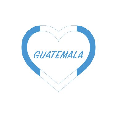 Guatemala bayrağı gönlümde. Ülkemi seviyorum. İmzala. Stok vektör illüstrasyonu beyaz üzerine izole edildi