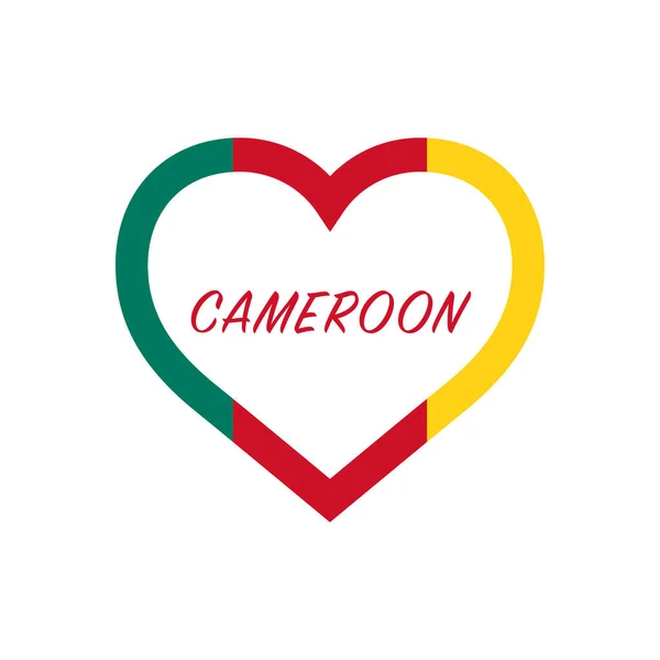 Bandera Camerún Corazón Amo País Firma Stock Ilustración Vectorial Aislado — Vector de stock