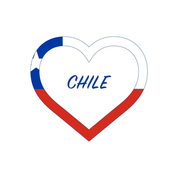 Flaga Chile Sercu Kocham Mój Kraj Podpisz Ilustracja Wektora Białym — Wektor stockowy