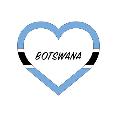Kalbinde Botswana bayrağı var. Ülkemi seviyorum. İmzala. Stok vektör illüstrasyonu beyaz üzerine izole edildi