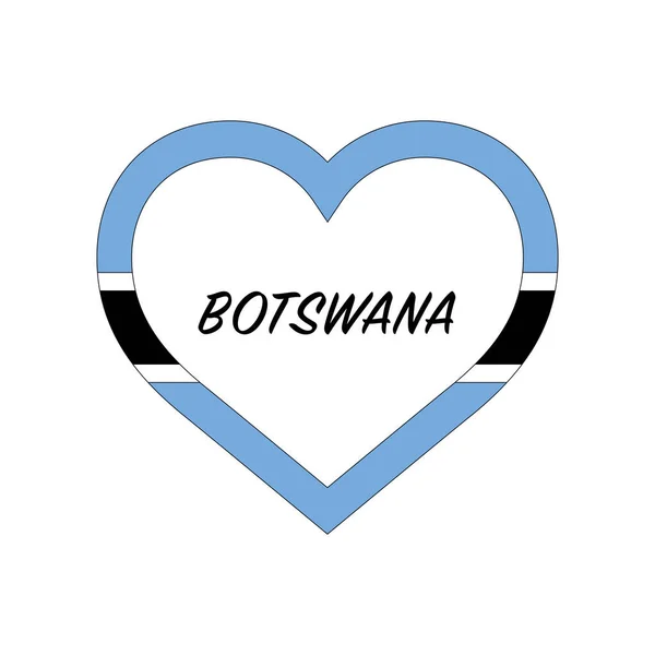 Botswanská Vlajka Srdci Miluji Svou Zemi Znamení Stock Vektorové Ilustrace — Stockový vektor