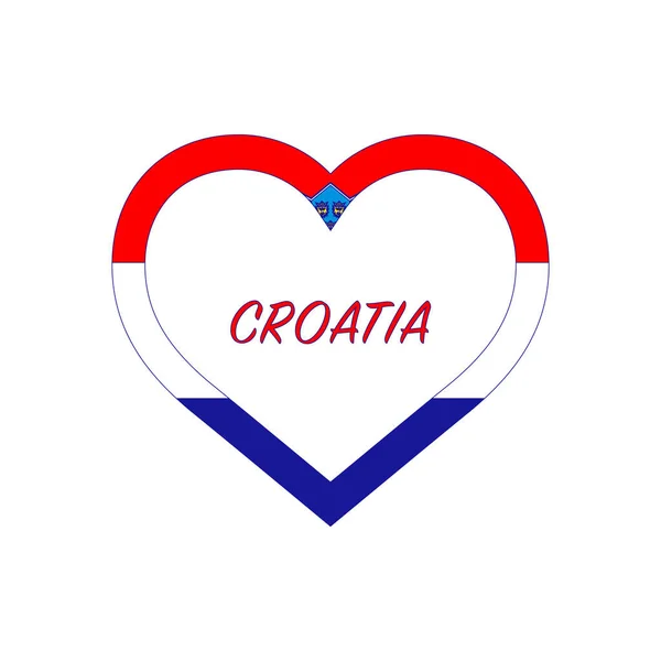 Bandera Croutia Corazón Amo País Firma Stock Ilustración Vectorial Aislado — Vector de stock