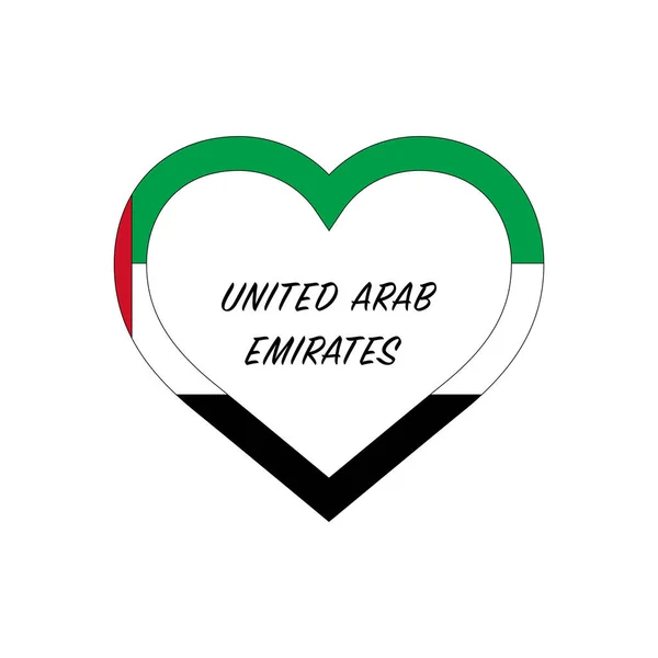 Bandera Los Emiratos Árabes Unidos Corazón Amo País Firma Stock — Vector de stock