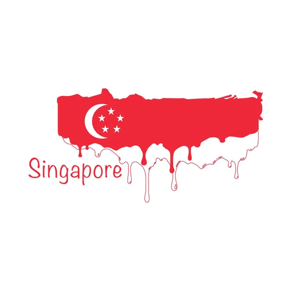 涂了新加坡国旗，新加坡国旗上的油漆滴了下来。在白色背景上孤立的种群矢量说明 — 图库矢量图片