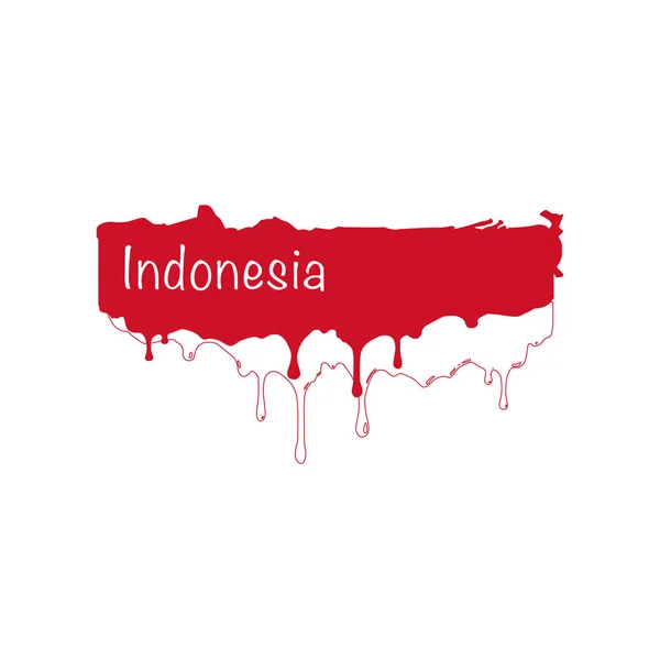 漆成印度尼西亚国旗，印度尼西亚国旗上的油漆滴落。在白色背景上孤立的种群矢量说明 — 图库矢量图片
