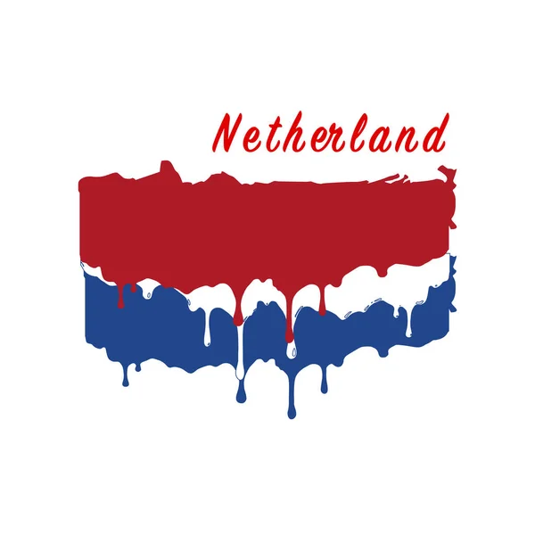 Drapeau Pays-Bas peint, peinture drapeau Pays-Bas goutte à goutte. Illustration vectorielle de stock isolée sur fond blanc — Image vectorielle
