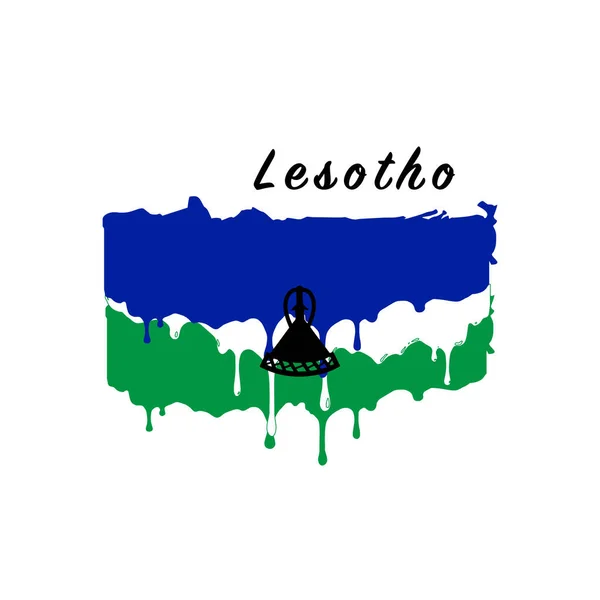 Drapeau du Lesotho peint, peinture du drapeau du Lesotho goutte à goutte. Illustration vectorielle de stock isolée sur fond blanc — Image vectorielle