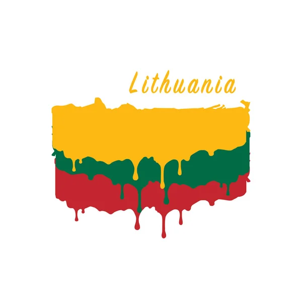 Geschilderde Litouwse vlag, Litouwen vlag verf druipt. Voorraadvector illustratie geïsoleerd op witte achtergrond — Stockvector