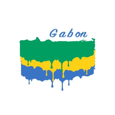 Gabon bayrağı boyanmış, Gabon bayrağı damlamış. Stok vektör illüstrasyonu beyaz arkaplanda izole edildi