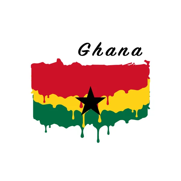 Bandera de Ghana pintada, goteo de pintura de la bandera de Ghana. Stock ilustración vectorial aislado sobre fondo blanco — Vector de stock