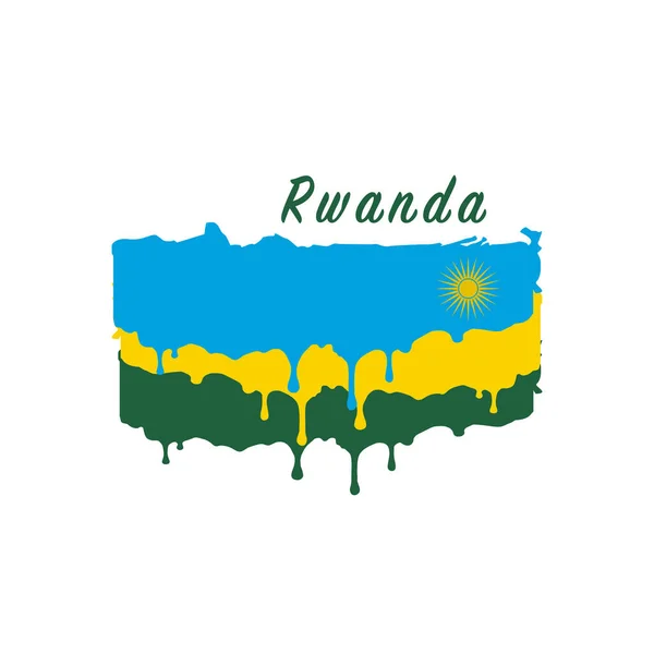 塗装されたルワンダの旗 ルワンダの旗の塗料滴 白に分離されたストックベクトルイラスト — ストックベクタ