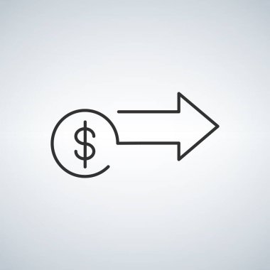 Vektör para aktarımı simgesi. Para birimi dolar. Stok vektör illüstrasyonu beyaz üzerine izole edildi