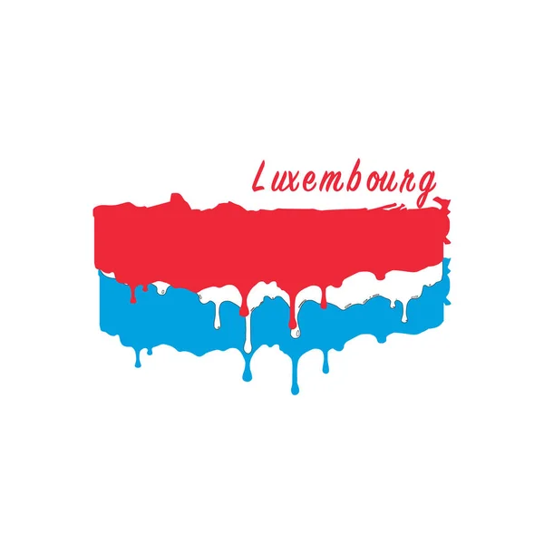 Pintado bandeira do Luxemburgo, pintura bandeira do Luxemburgo goteja. Ilustração do vetor de estoque isolado no fundo branco — Vetor de Stock