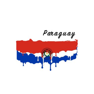 Boyalı Paraguay bayrağı, Paraguay bayrağı damlaları. Stok vektör illüstrasyonu beyaz arkaplanda izole edildi
