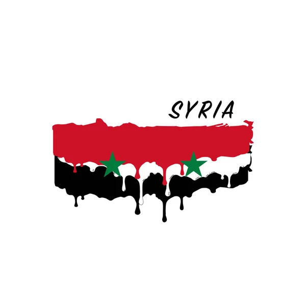 Drapeau peint de Syrie, peinture de drapeau de Syrie goutte à goutte. Illustration vectorielle de stock isolée sur fond blanc — Image vectorielle