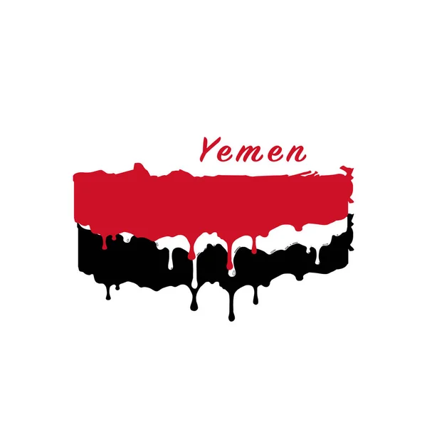 Malovaná jemenská vlajka, jemenská vlajka kape. Stock vektorové ilustrace izolované na bílém pozadí — Stockový vektor