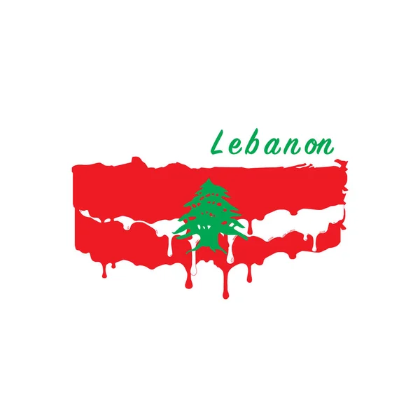 Malovaná libanonská vlajka, libanonská vlajka kape. Stock vektorové ilustrace izolované na bílém pozadí — Stockový vektor