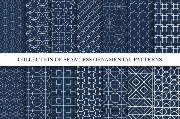 Sammlung ornamentaler, nahtloser Vektormuster. Geometrisches orientalisches Design. — Stockvektor