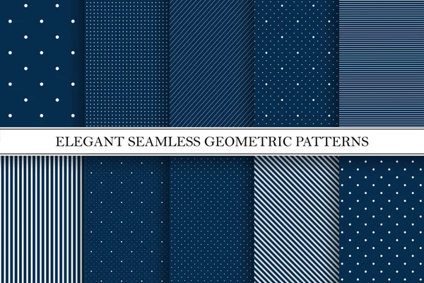 Collection of elegant vector patterns - seamless dotted and striped backgrounds — Stock Vector