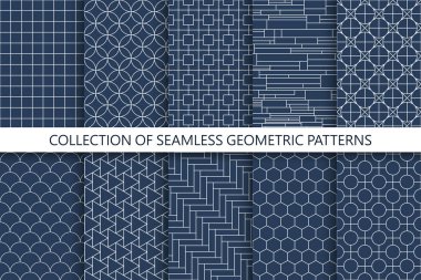 Sorunsuz süs vektör desen koleksiyonu. Oryantal geometrik tasarım.