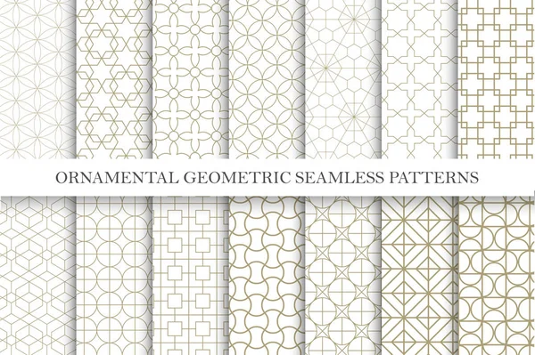 Collectie van naadloze decoratieve vector patronen. Raster geometrisch Oosterse ontwerp. — Stockvector