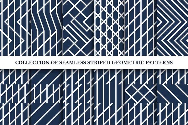 Collection of geometric striped seamless vector patterns. Classic grid design. — Stock Vector