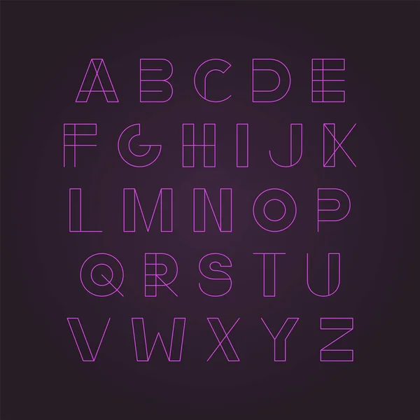 Moderne Neon-Schrift - minimalistisches Design. Vektor Englisches Alphabet — Stockvektor